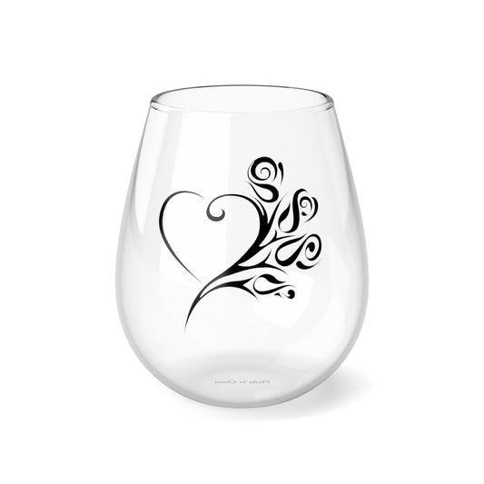 Scribed Heart 11.75oz Stemless Wine Glass