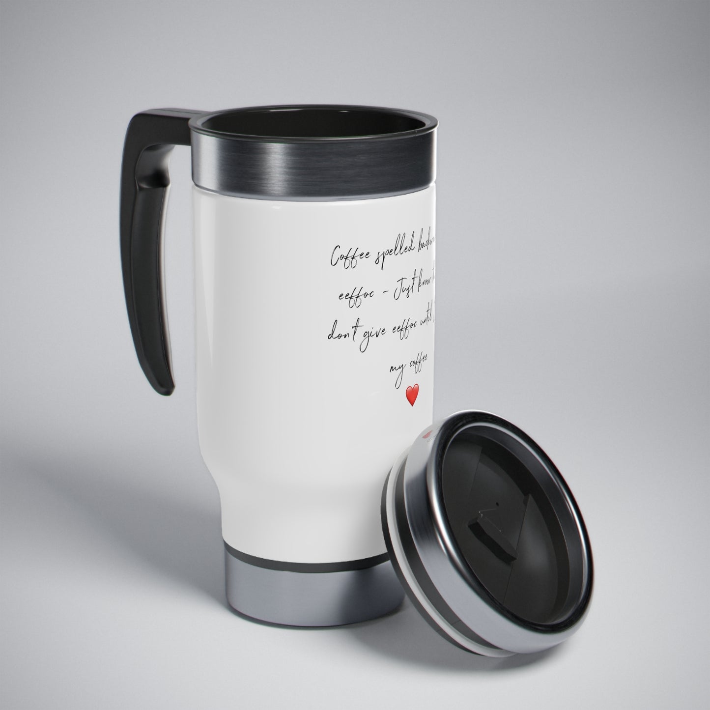 Coffee Spelled Backwards 14oz Stainless Steel Travel Mug w/Handle