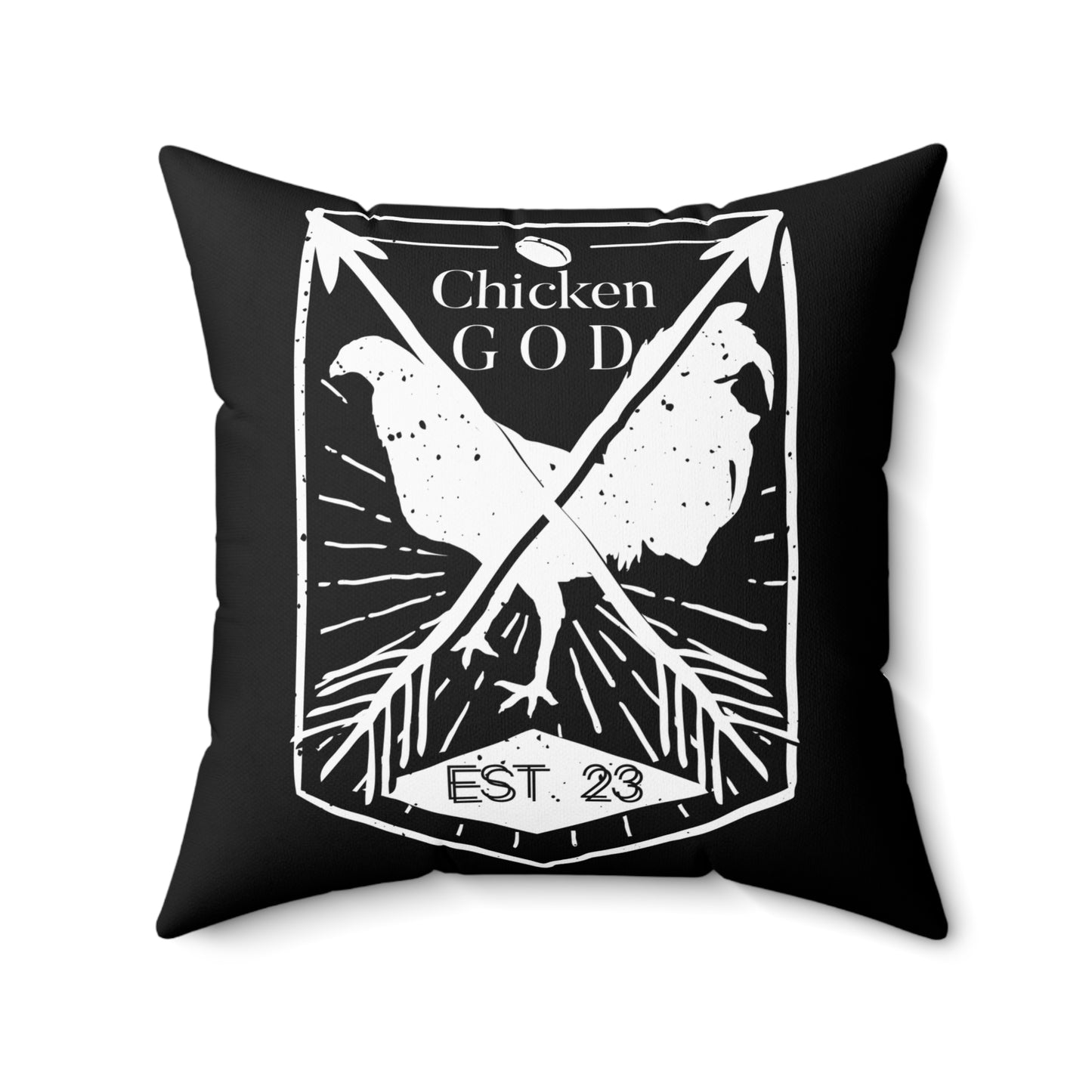 Chicken GOD Spun Polyester Square Pillow