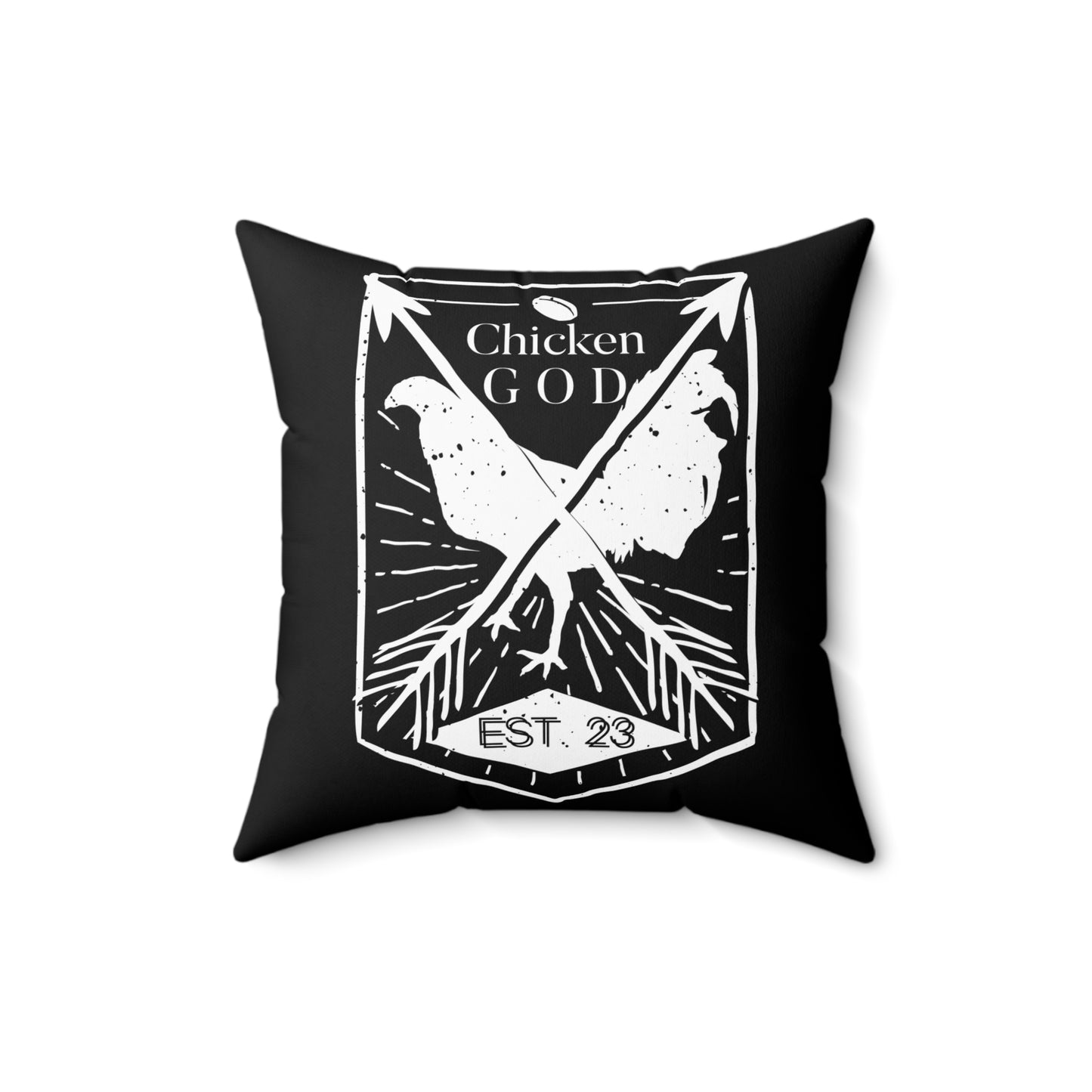 Chicken GOD Spun Polyester Square Pillow