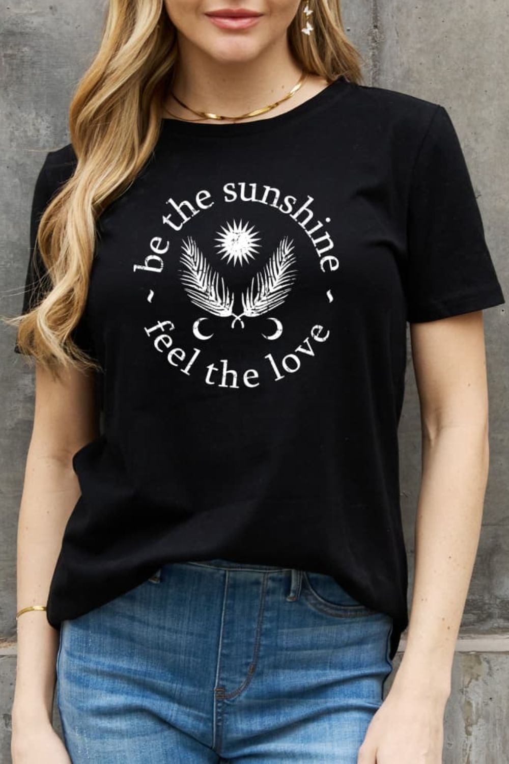 Simply Love BE THE SUNSHINE FEEL THE LOVE Graphic Cotton Tee