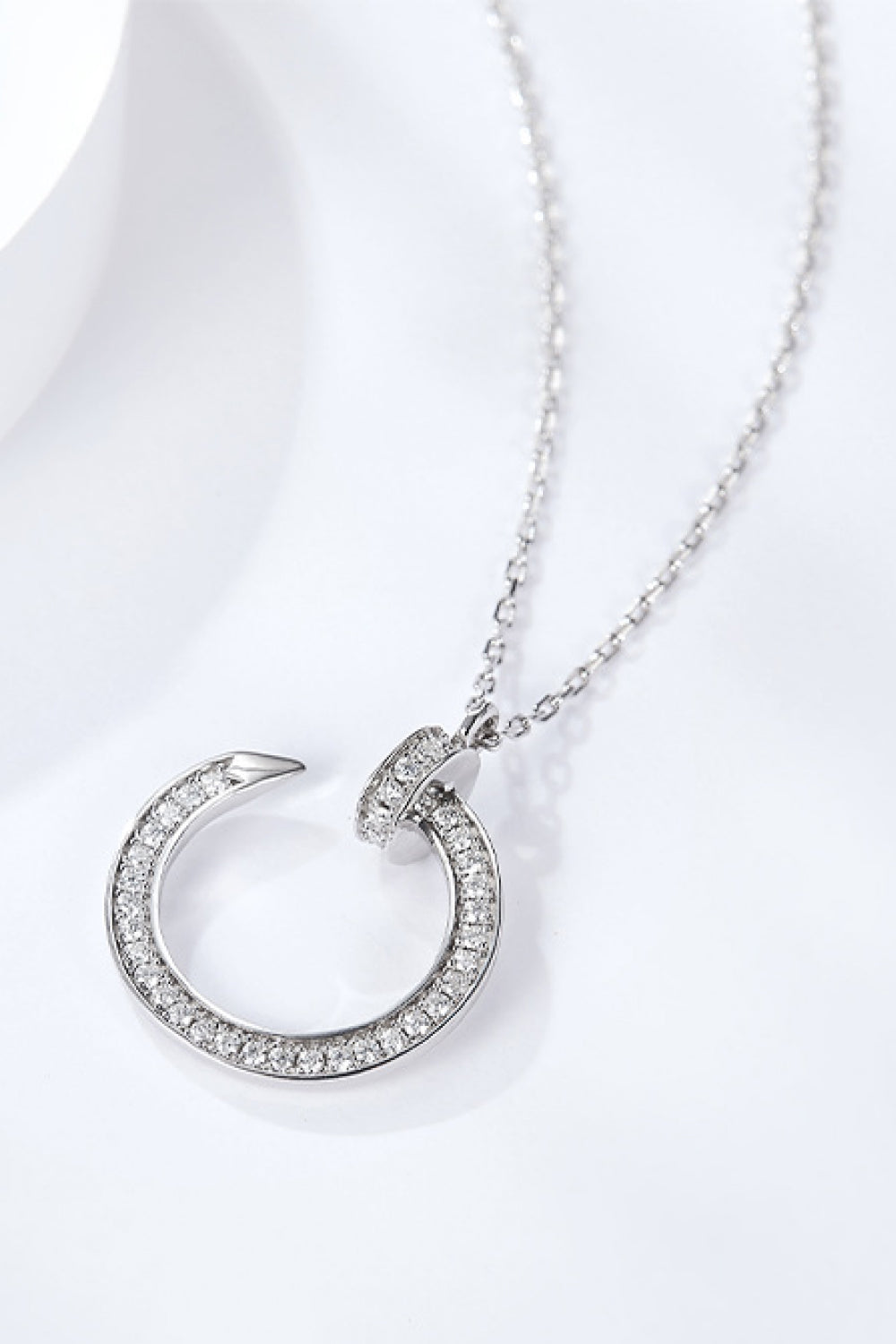1 Carat Moissanite Open Ring Pendant Necklace