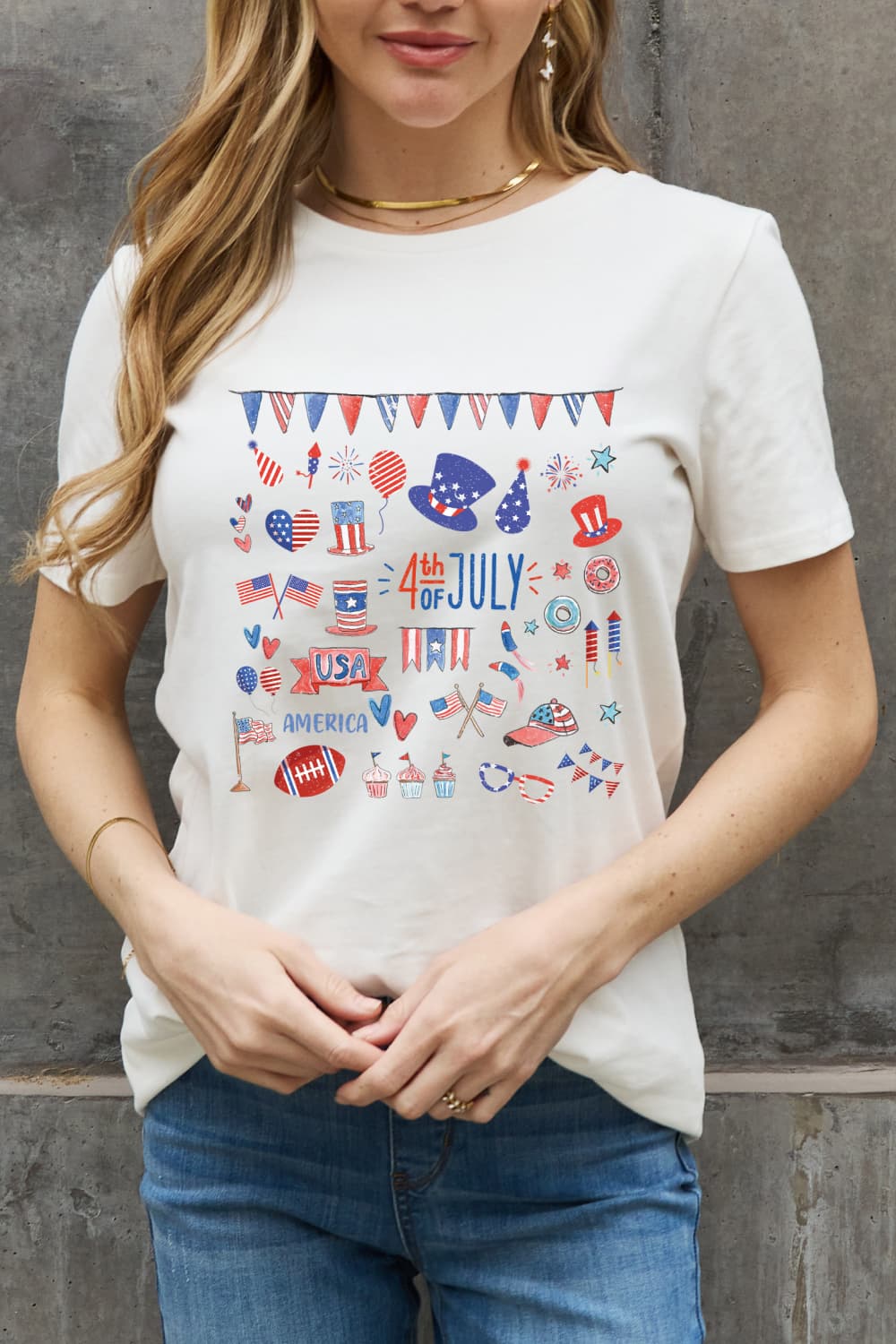 Simply Love 4TH OF JULY USA AMERICA Graphic Cotton Tee