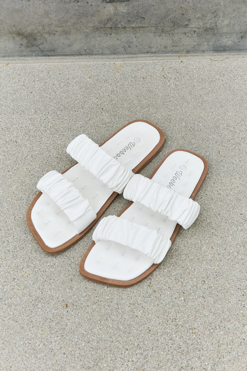 Weeboo Double Strap Scrunch Sandal in White