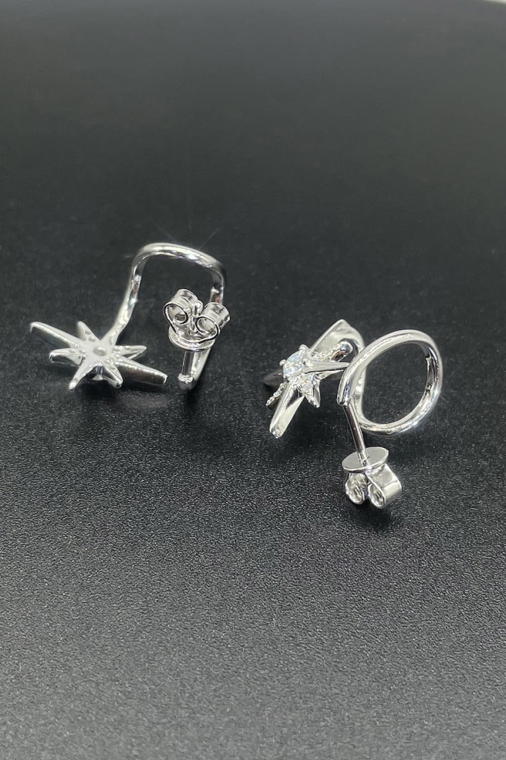 Moissanite Star Rhodium-Plated Earrings